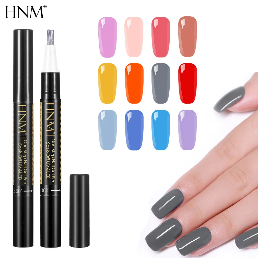 

HNM 5ml 3 In 1 One Step Nail Gel Polish Pen Nail Art No Base Top Coat Long Lasting UV LED Lamp Lacquer Varnish Soak Off 28 Color