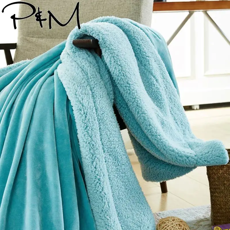 

Papa&Mima thick Blanket double-Layer Throws S M L size Solid Color for Bedding Nap Sofa
