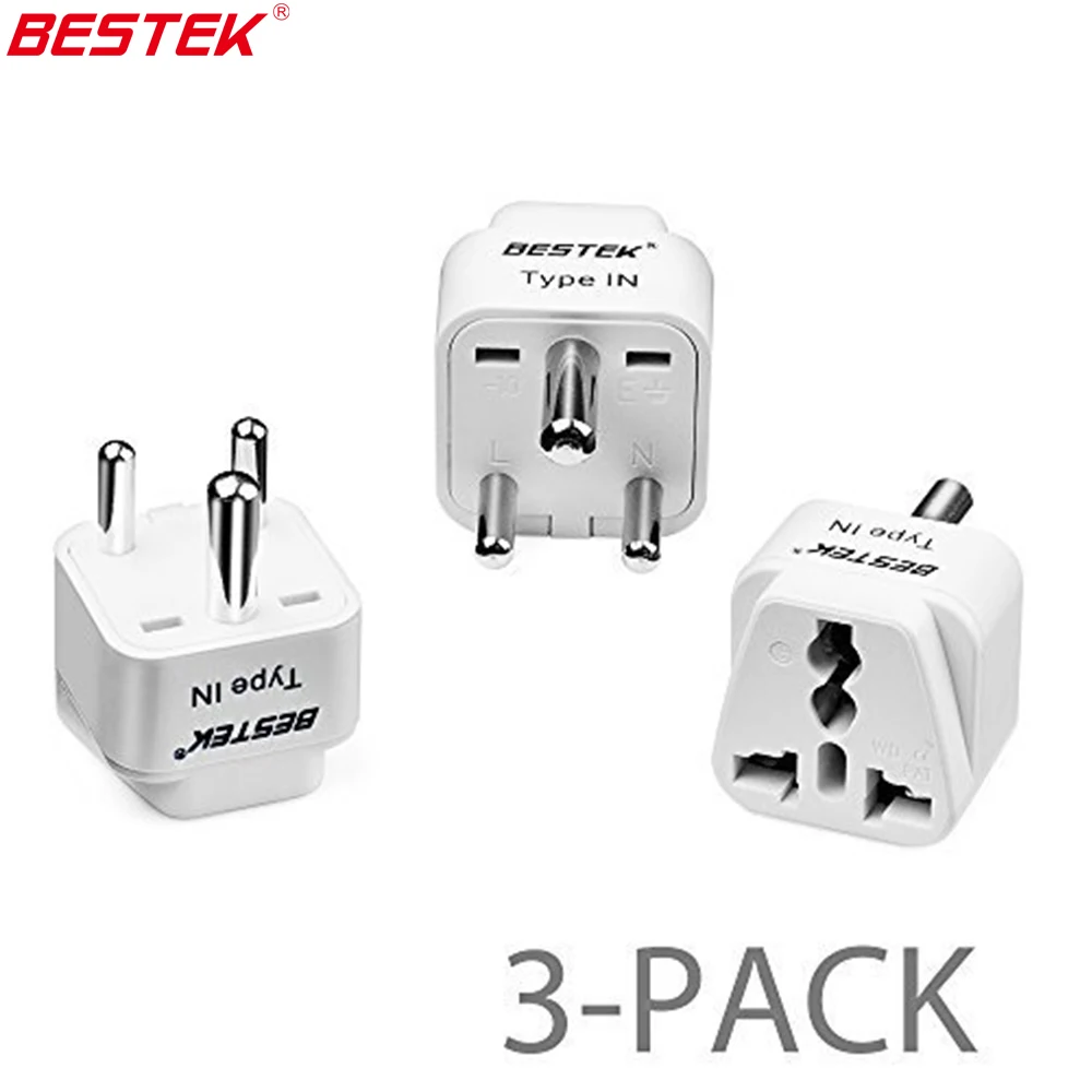 BESTEK 3pcs Mini Universal Travel Adapter Plug For India (Type IN) Electrical Outlet International 13A | Обустройство дома