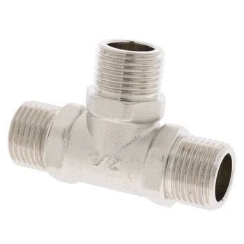 

1/2'' Pipe Connector Copper Barbed Pipe Connector T Type Thread Joint Fitting Brass Adapter Connector 20 mm Home Hardware
