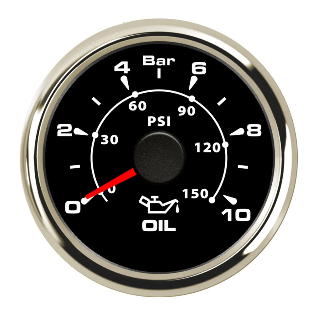 

7 Colors Backlight Auto Marine Oil Pressure Gauges 10 Bar Oil Pressure Gauge Meters 52 mm 9~32V for Boat Yacht Car