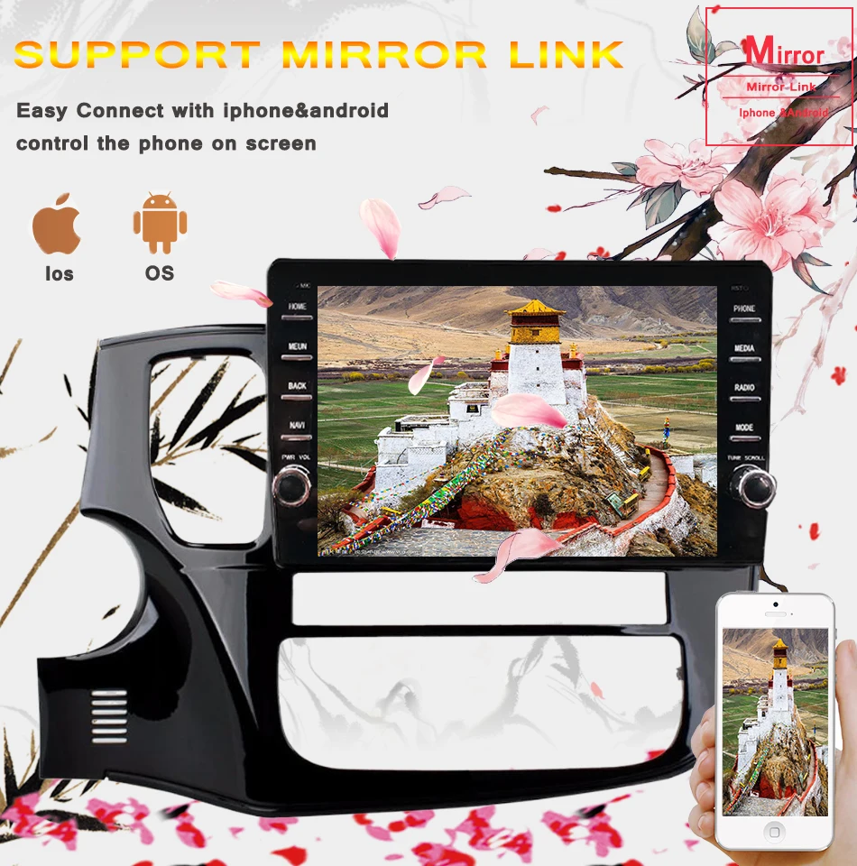 Perfect 4G+64G Android 9.0 4G Car Radio Multimedia Video Player Navigation GPS For Mitsubishi Outlander 3 2012-2018 2019 2 Din no dvd 6