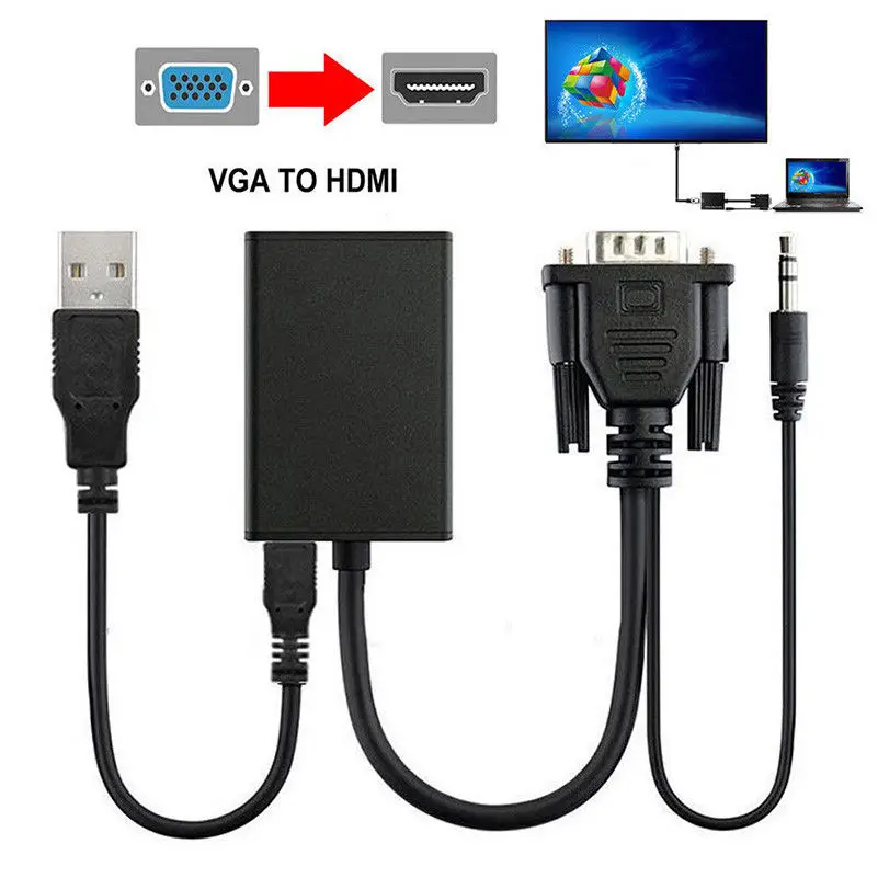 VGA мужчина к HDMI выход 1080 P HD плюс аудио ТВ AV HDTV Видео кабель конвертер адаптер