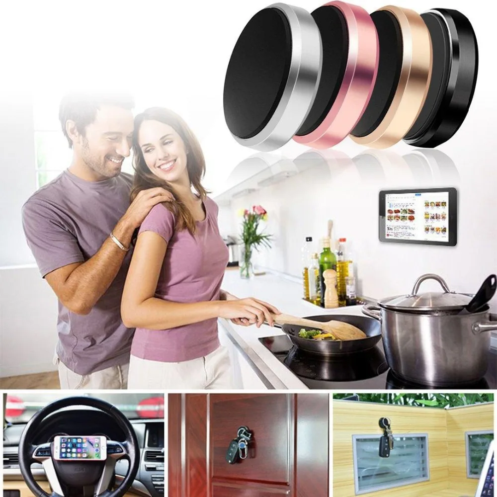 1pc Magnetic Car Phone Holder Universal Wall Desk Metal Magnet Sticker Mobile Stand Phone Holder Car Mount Support 4