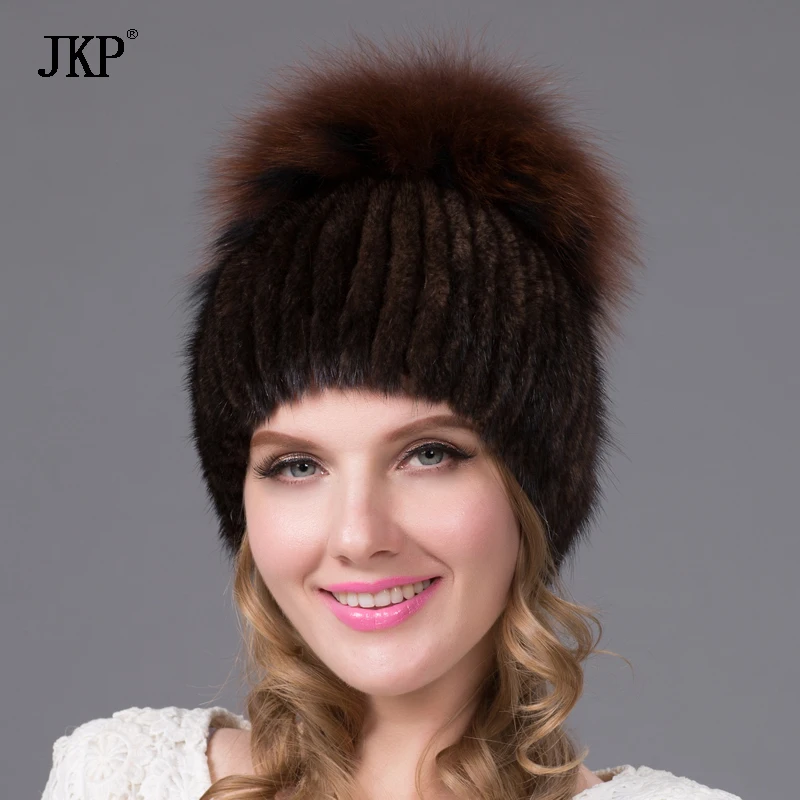 

JKP Foreign Trade In Europe and America In Winter Mink Fur Hat On Wide Sew Side Flower Hat Fashion Warm Cap DHY-26