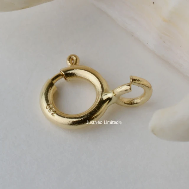 Solid 18k Karat Yellow Gold Spring Ring Clasp 5mm Au750 18ct Round