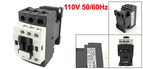 110V 50/60Hz Coil 3-Pole NO NC DIN Rail Mount AC Contactor Ue 380V Ie 25A LC1D25