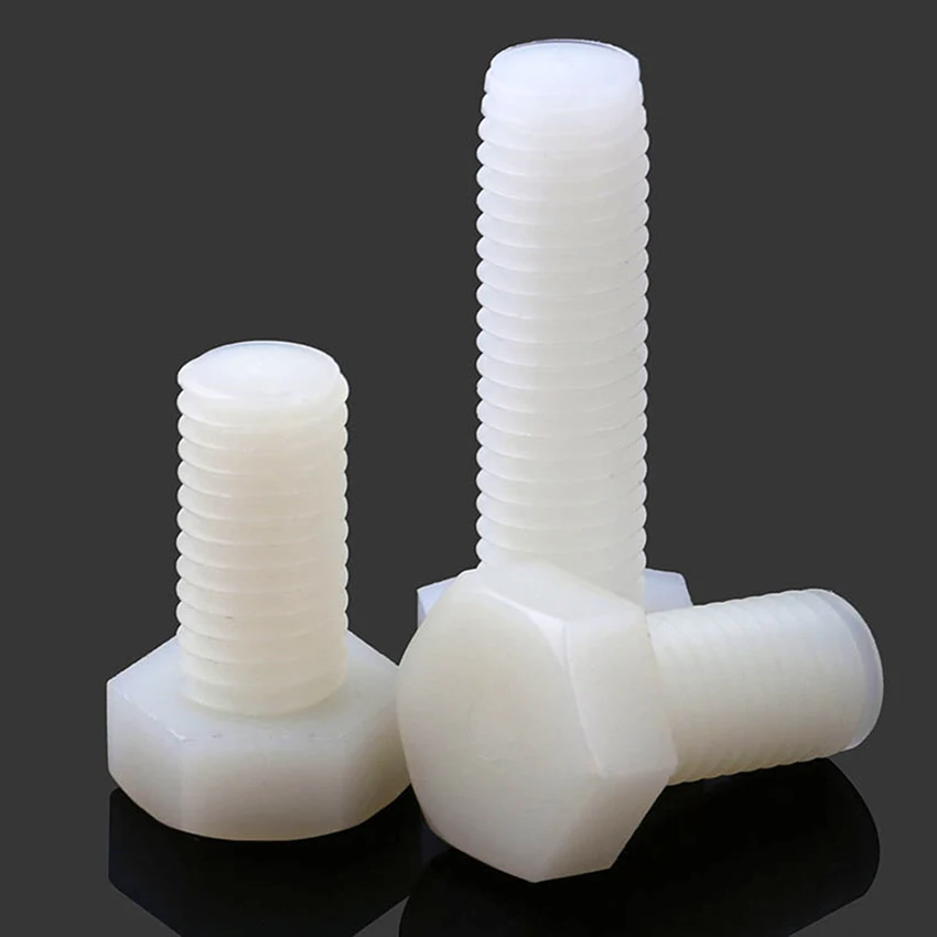 2Pcs DIN933 M10 M12 Full Nylon External Hex Screw ROHS Plastic Screw