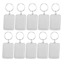 10 шт. прямоугольная пустая Вставка Фото рамка для фотографий разъемное кольцо для ключей 5*3,3 см