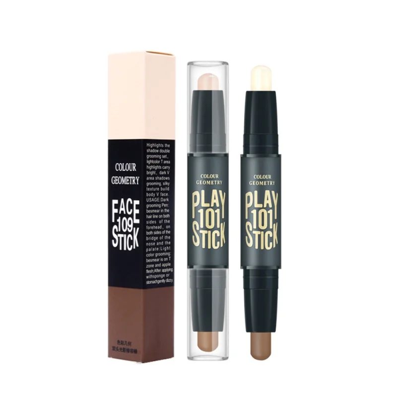 Двусторонняя 2 в 1 Contour Stick контур лица текстовый маркер макияж Сливочный сокрытие недостатков бронзатор консилер праймер для лица