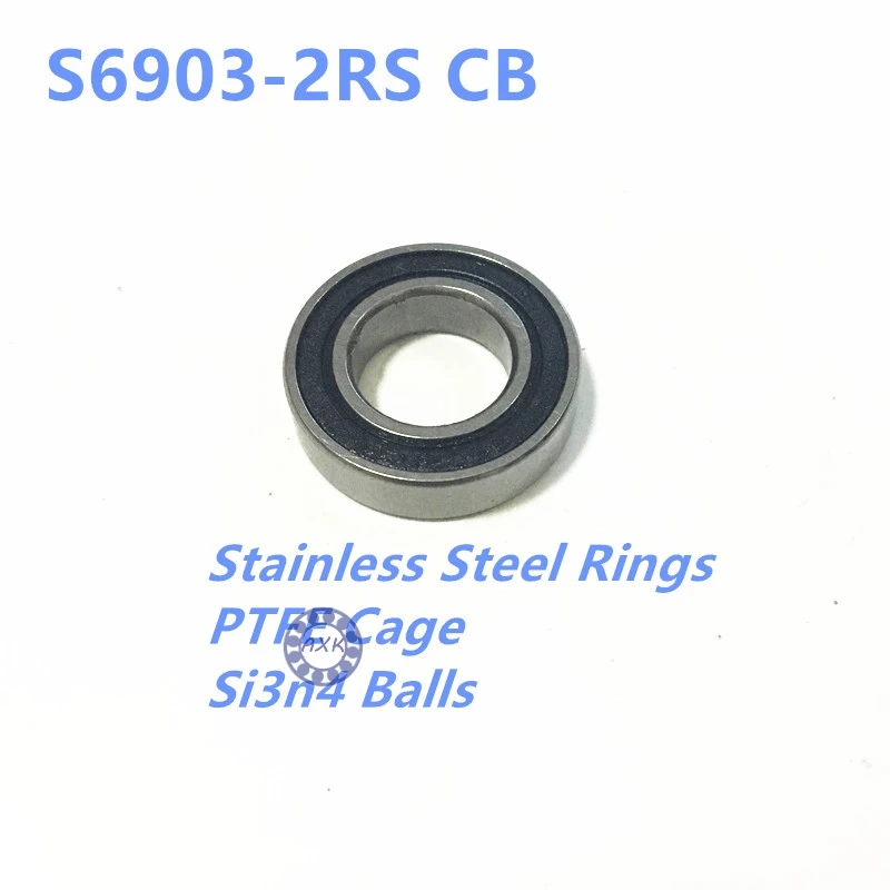 2pcs rubber sealed 440 stainless steel hybrid ceramic ball bearings
