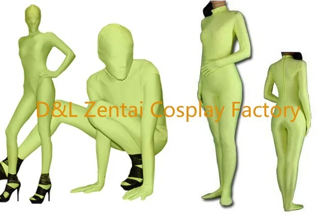 Free Shipping DHL Adult Sexy Fullbody Light Green Lycra Spandex Zentai Suit Dropship A030 (2)