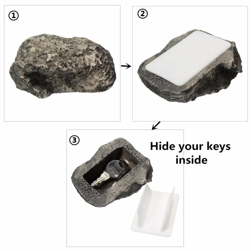 Outdoor Spare Key House Safe Hidden Hide Storage Security Rock Stone Case Box