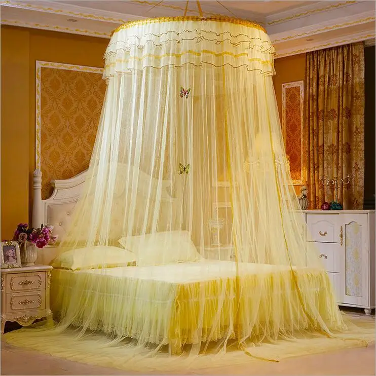 Дизайн подвесная купольная москитная сетка принцесса насекомое кровать навес сетка кружева круглые москитные сетки с люминесцентной бабочкой