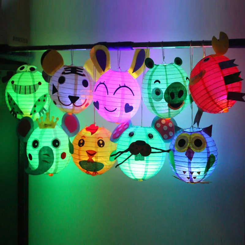 

Cartoon Lantern Chinese Animal Shape Round Paper Lantern Children DIY Handcrafted for Birthday Party Decoration Christmas