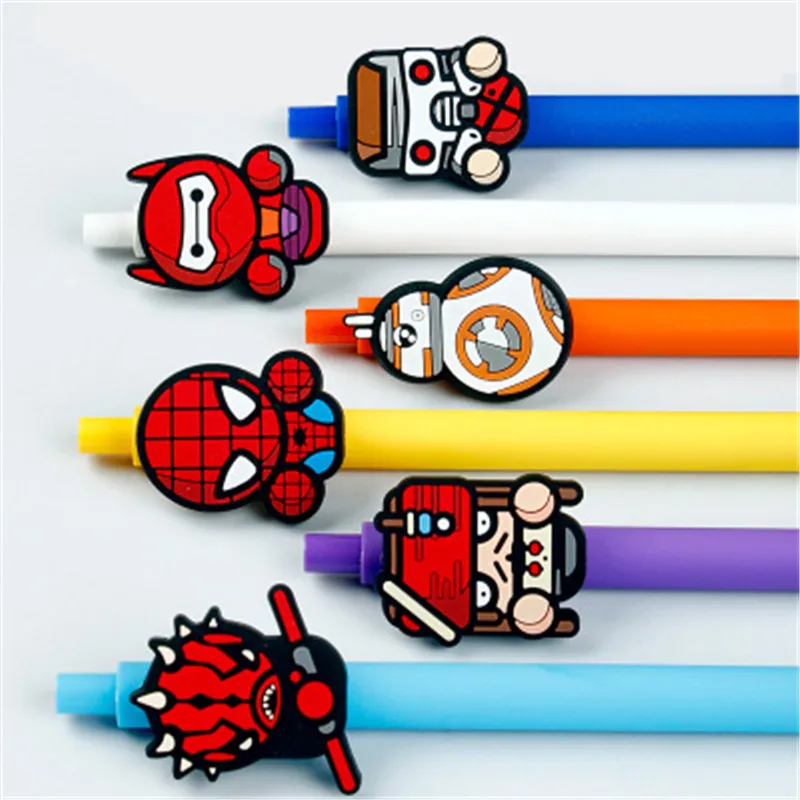 

9 PCS Guardians of the Galaxy Cute Gel Pen Kawaii Gel Pen 0.5mm Black ink Candy color pens for Kid Gift escritorio Papelaria