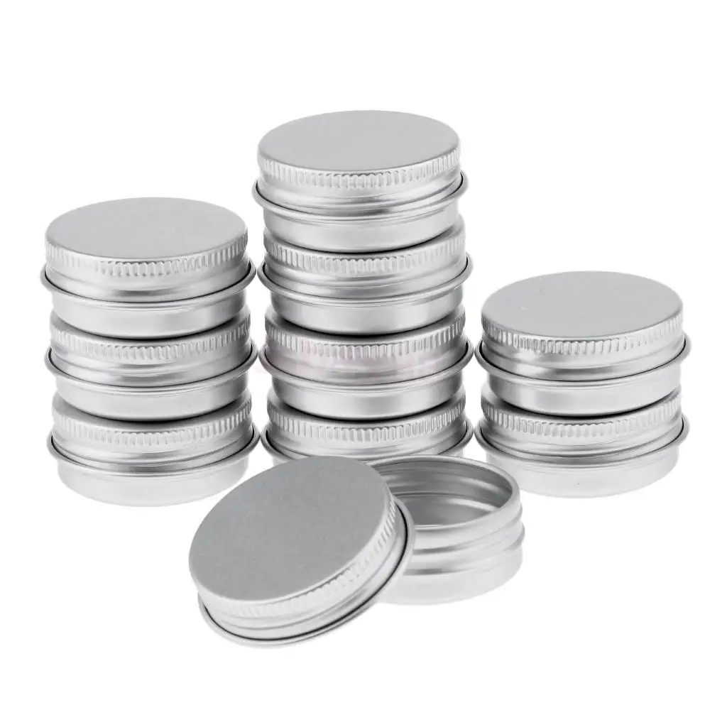 20 Pcs 15ml Aluminum Round Lip Balm Tin Container Bottle with Screw Thread Lid for Lip Balm