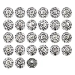 26 Английский Письмо 002 Кристалл 3D 18 мм металлическая кнопка для браслет цепочки и ожерелья Сменные ювелирные изделия для женщин аксессуары