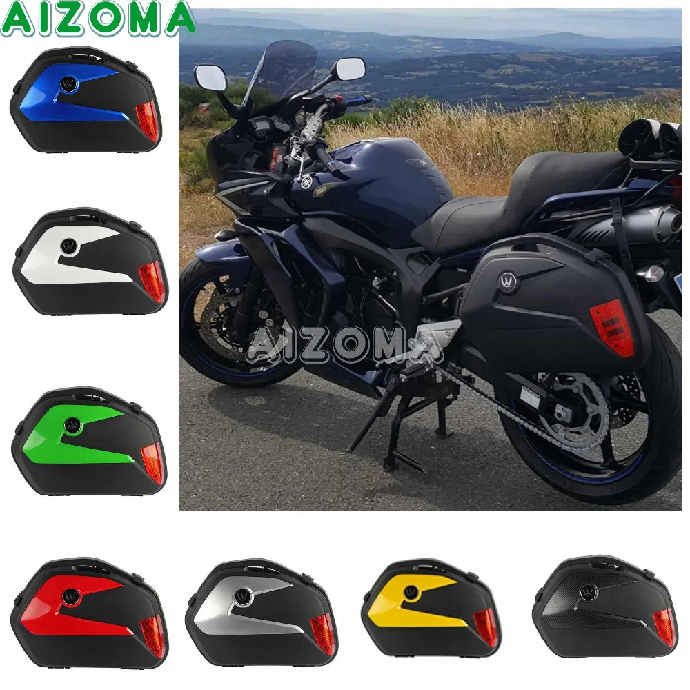 20L Motorcycle Universal Side Cases 2pcs ABS Tail Pannier Luggage Cargo Box For Kawasaki Honda