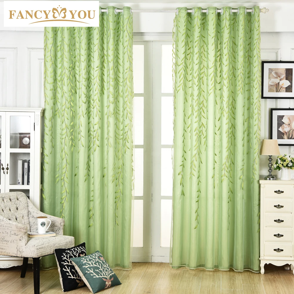 Shower Curtain Window Customize Finished Products Balcony Green Bathroom Curtain Fabric Beaded ...