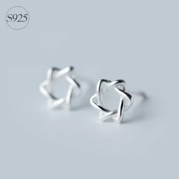 

925-sterling-silver Pentagram Hexagram Tinny Earrings Six Point David of Star Magen Hebrew Shield protective Stud Earrings