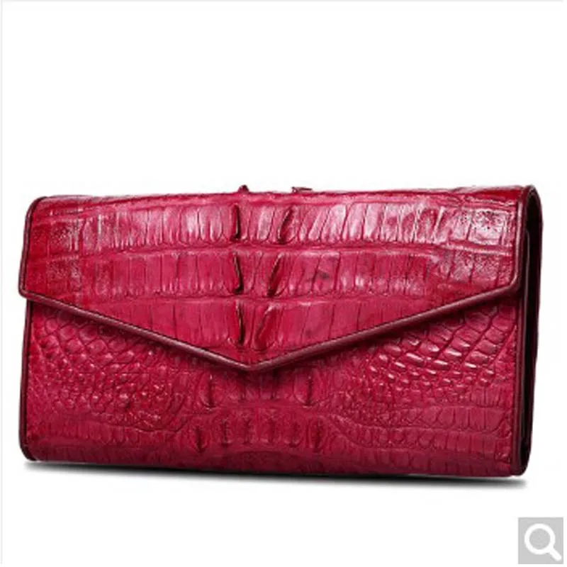 

2018 Beijue crocodile skin lady purse crocodile leather men clutch bag fashion girl bag hand grab bag wine red