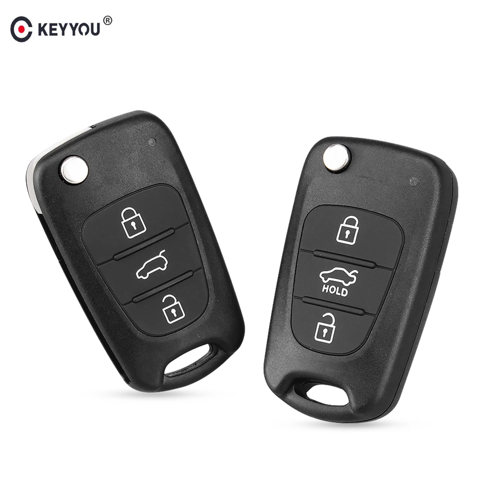 

KEYYOU Key Shell 3 Buttons For Hyundai Avante Elantra I30 I40 I20 IX35 Flip Folding Remote Car Key Case Uncut Blank With logo
