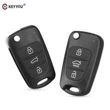 KEYYOU clave Shell 3 botones para Hyundai Elantra Avante I30 I40 I20 IX35 plegable funda para mando a distancia del coche sin cortar en blanco con logo