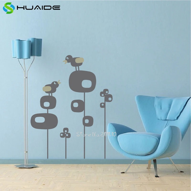 Pájaro lindo en el árbol decalques de pared Baby Nursery Wall decor vinilo DIY extraíble Adhesivos de pared para niños habitación vinilos a603