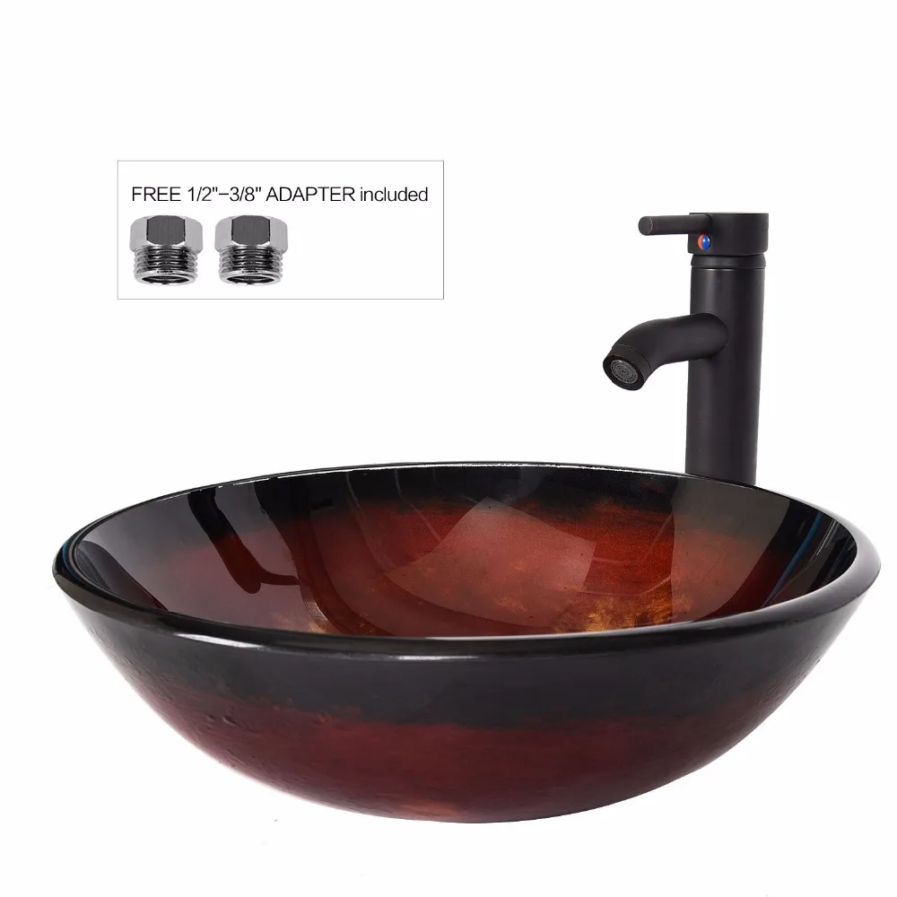 Buy Hand Painted Glass Basin Sink Countertop Basin Sink Faucet Set