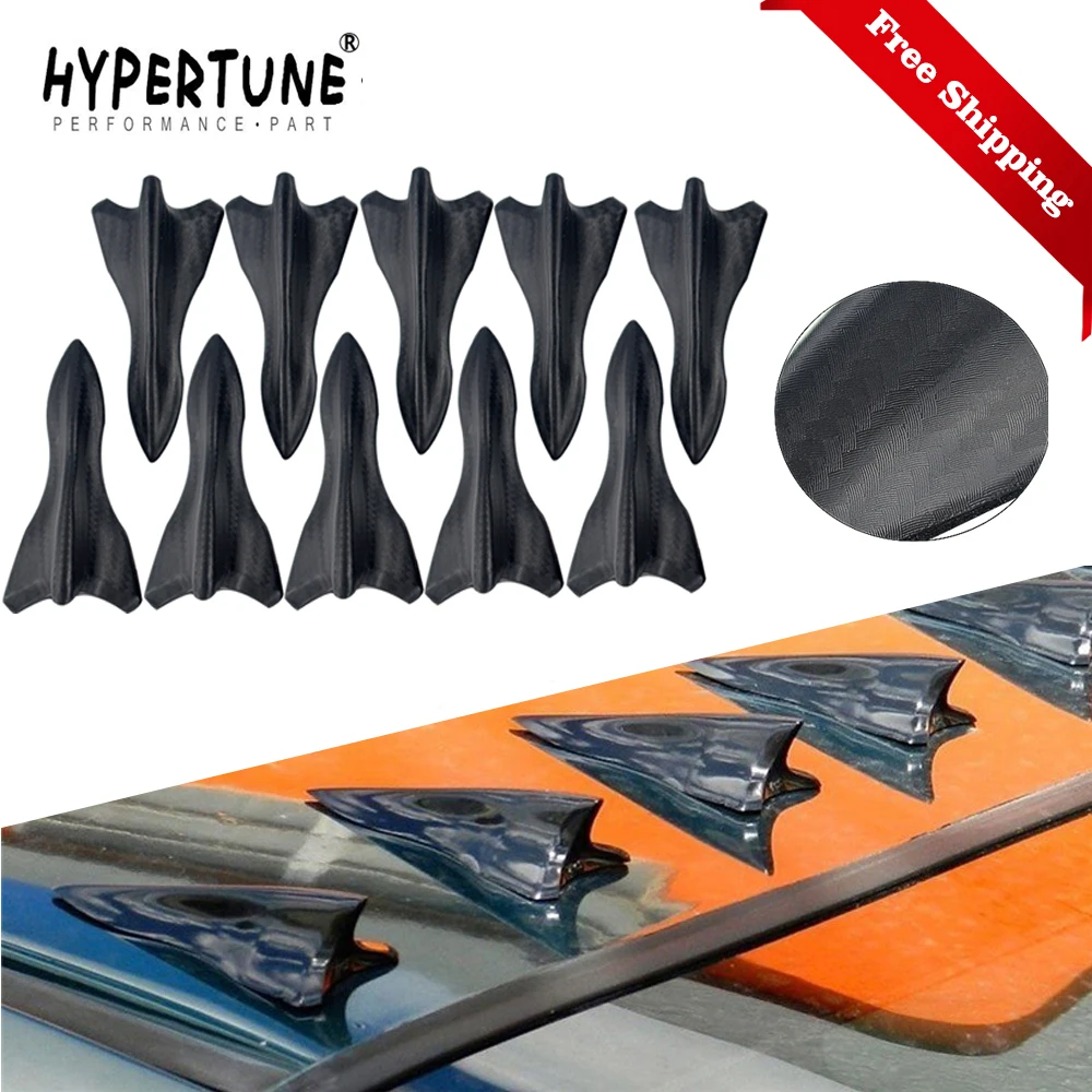 

10PCS carbon fiber design-looking color VORTEX GENERATOR FLEXIBLE PP EVO-STYLE ROOF SHARK FINS SPOILER WING KIT UNIVERSAL