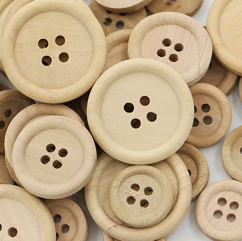 

50 Pcs Helpful Mixed Wooden Buttons Color Round 4-Holes Sewing Scrapbooking DIY