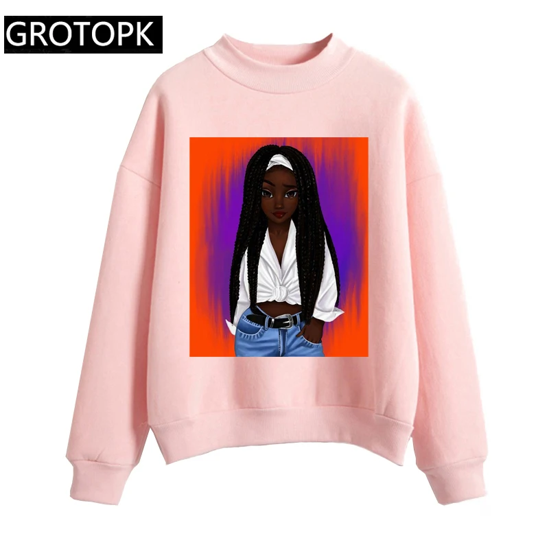  2 Bunz Melanin Poppin Aba Print Hoodie Sweatshirts Women Hoody Hoodies Cool Black Girl Graphic Swea