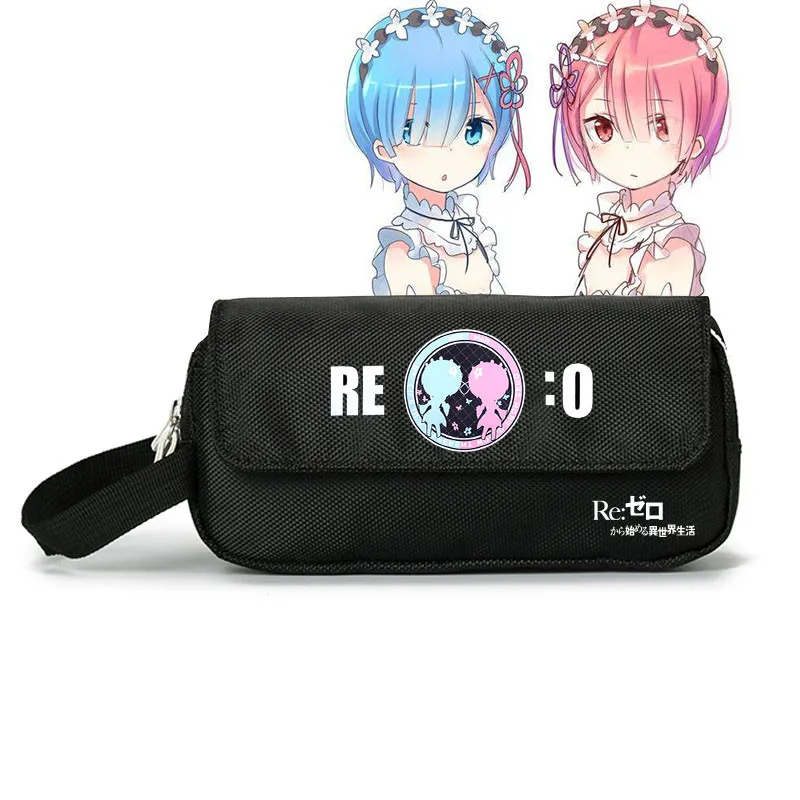 

Re:Life in a different world from zero kawaii Pencil Case for Girls Ram Rem Prinit Stationery Bags Gift Cartoon Change Bag