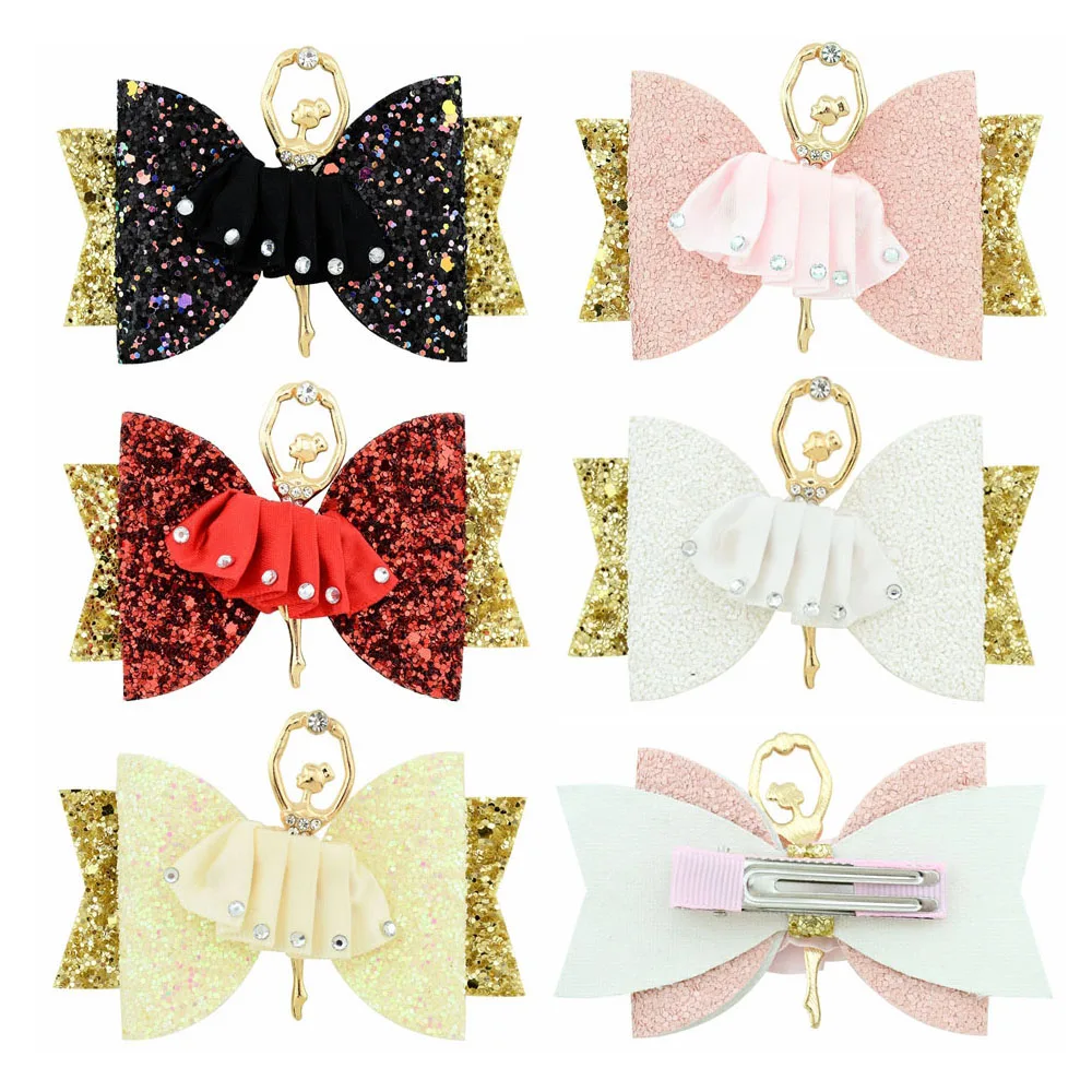 

1Piece 3.5 inch Hair Accessories for Girls Princess Glitter Hair Bows Clips Ballet girl Handmade Hairpin Cute Kids Headdress 943