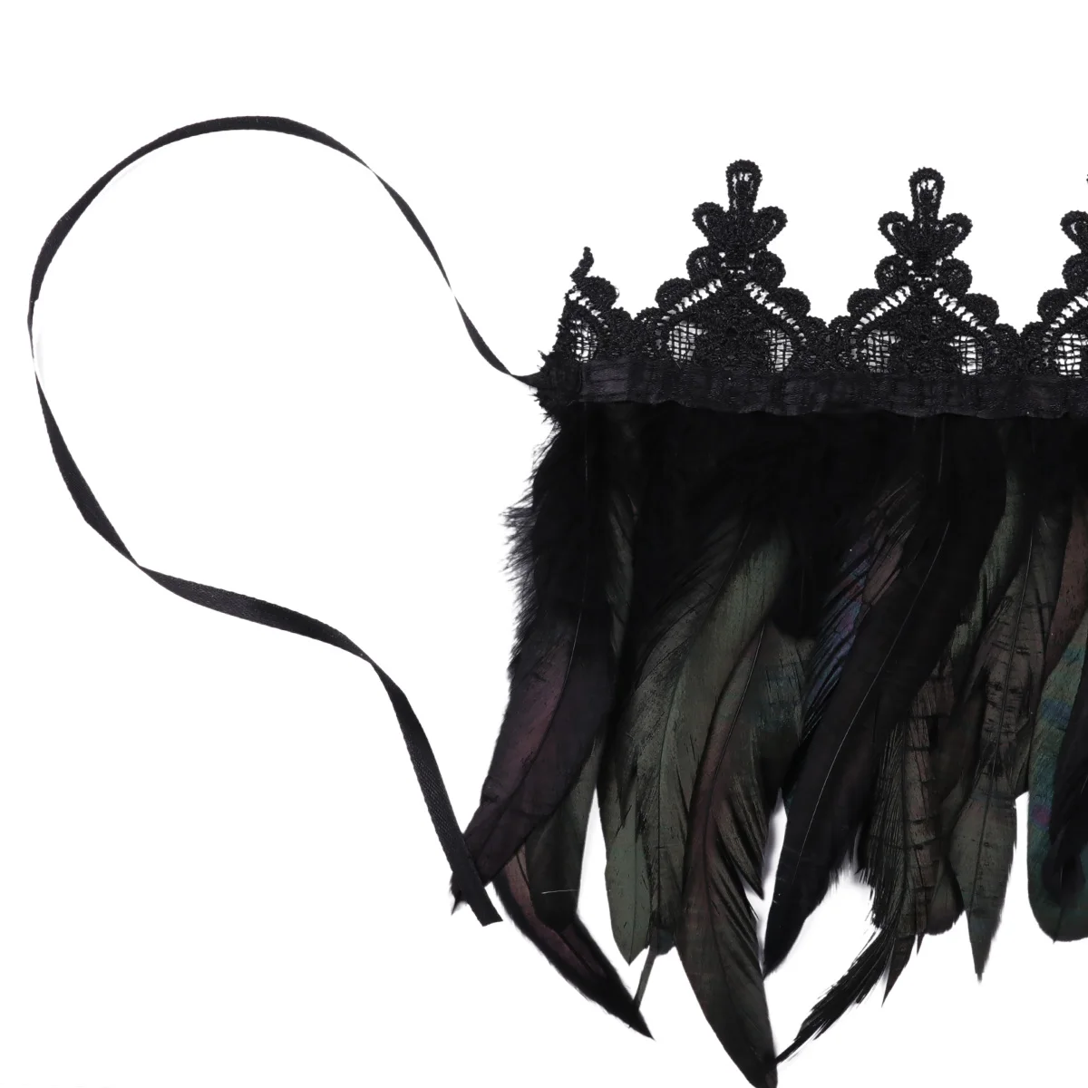 Взрослые черные шарфы MSemis с натуральными перьями готический кружевной воротник