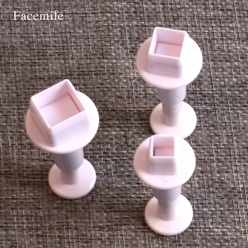 

New 3PCS/set Cake Square Plunger Fondant Decorating Sugarcraft Mold Cutter Tools Diy 03075 Gift
