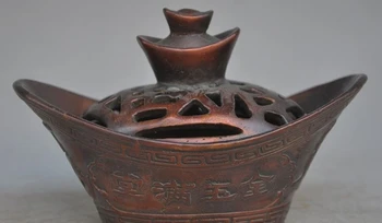 

6"china fengshui bronze wealth yuanbao money ingot incense burner Censer statue