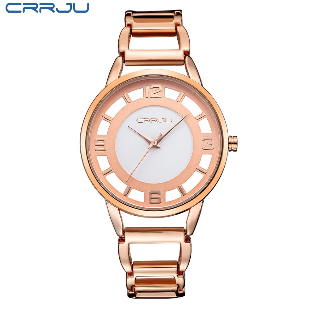 CRRJU Ultra thin Women's Watches 2017 Top brand Luxury Stainless Steel