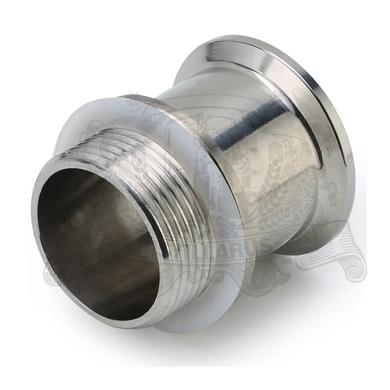 

Adapter external thread DN32 (1 1/4") 41mm x tri-clamp 1.5" OD50.5 with silicone gasket . Stainless steel SS304. Length 50mm