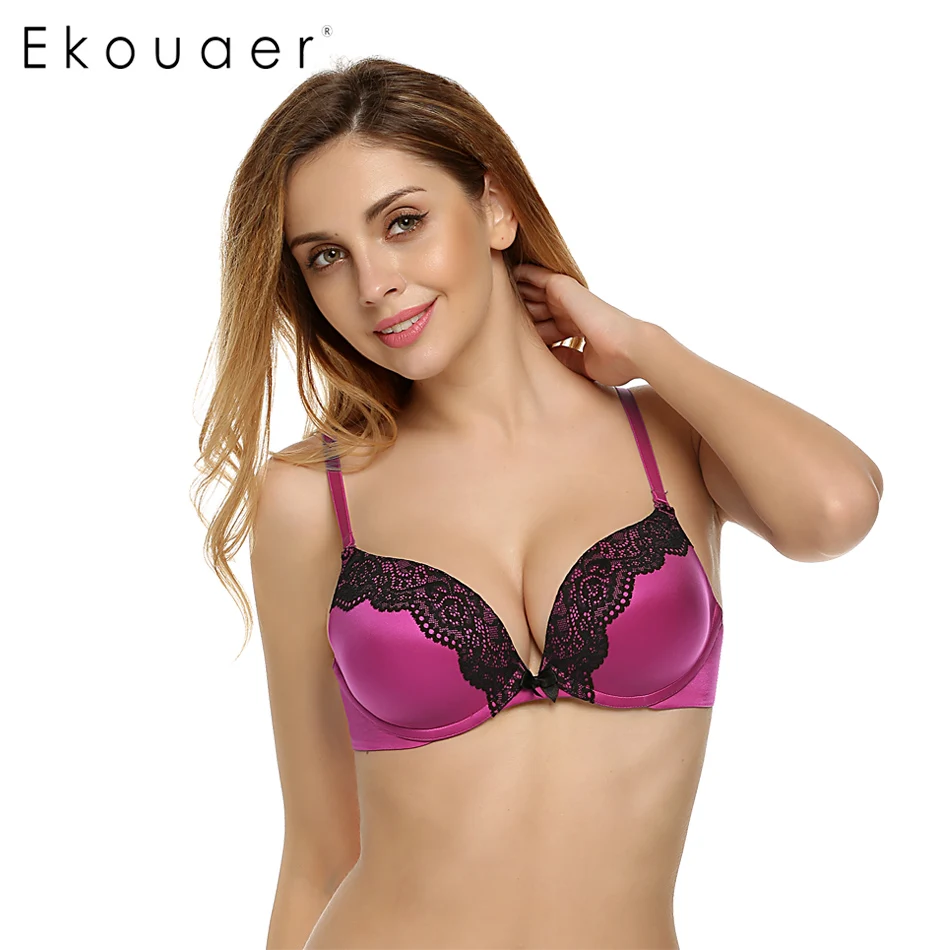 Ekouaer Women Bras Padded Underwire Minimizer Push Up Bra
