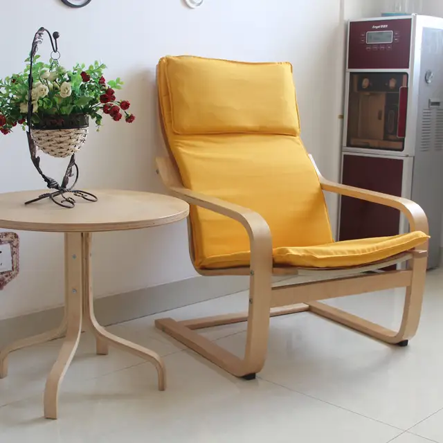 Ikea Style Balcony Wood Lounge Chair Recliner Chair Single Chair