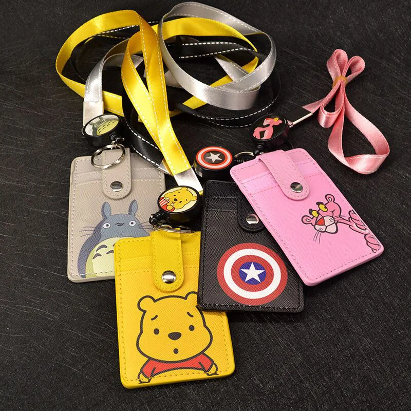 

Cartoon Pink Panther ID Card Holder Reel Retractable Cute Nurse Star Wars Business Case Kids Gift Bus Bank Card Wallet Hot