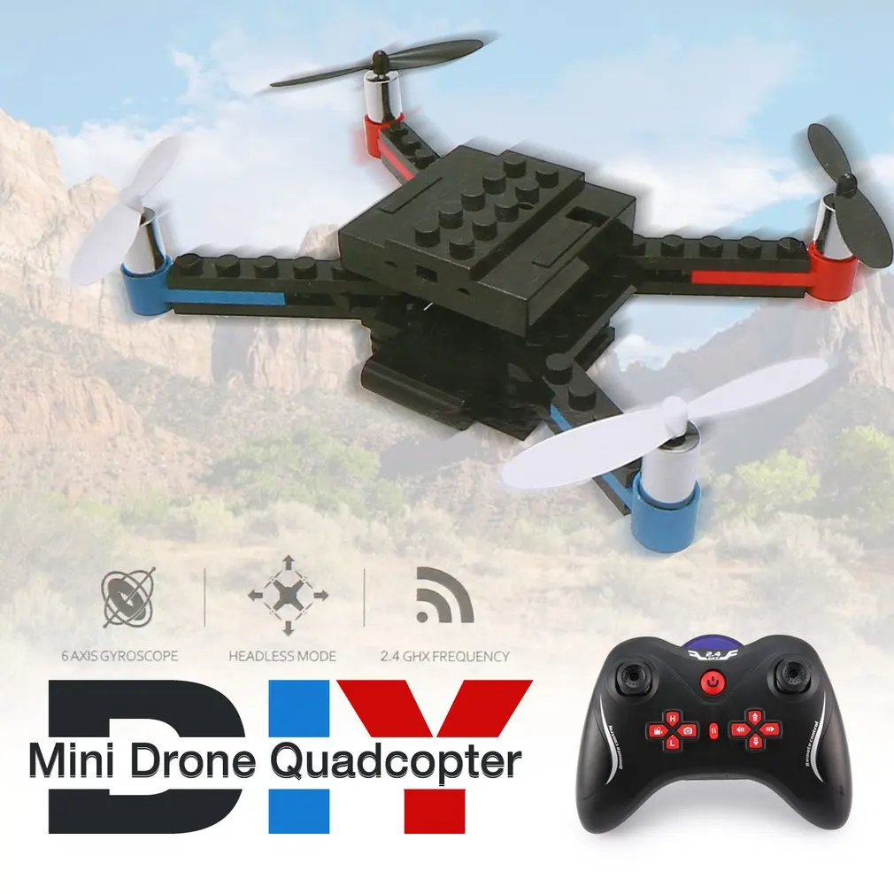 

L222 Mini DIY Building Block Micro RC Dron 3D Bricks Quadcopter Toy UAV with Flips Headless Mode rc Aircraft for Beginner Gift