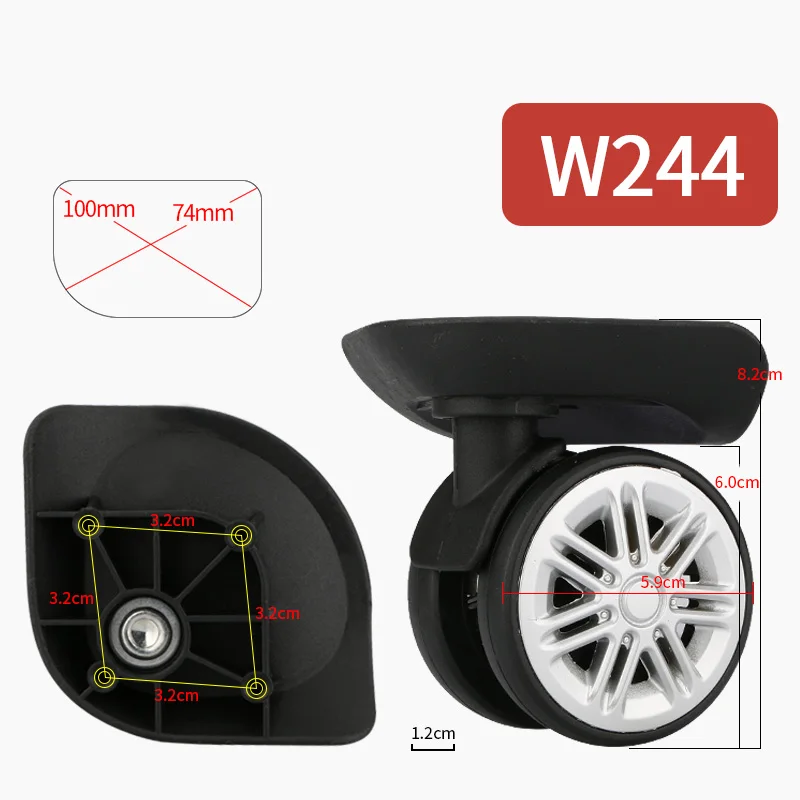 W244(2 Wheels)Black Аксессуары для багажных колес FANFU, универсальные колесики на колесиках, прямые продажи с фабрики, ремонтные чемоданы, колесико на колесиках - Цвет: W244(2 Wheels)Black