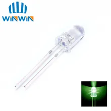 100 шт./лот прозрачный Круглый 5 мм супер яркий прозрачный зеленый светильник светодиодный лампы светодиод F5mm