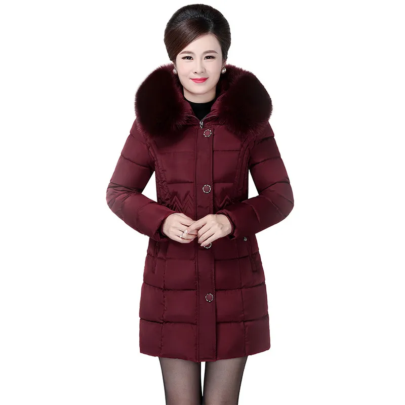 Зимние средневековый Для женщин хлопковой верхней одежды с хлопковой подкладкой: куртка плюс Размеры 6XL женский из искусственного шелка и сатина меховой воротник с капюшоном теплая Толстая куртка Повседневное верхняя одежда; парка U21