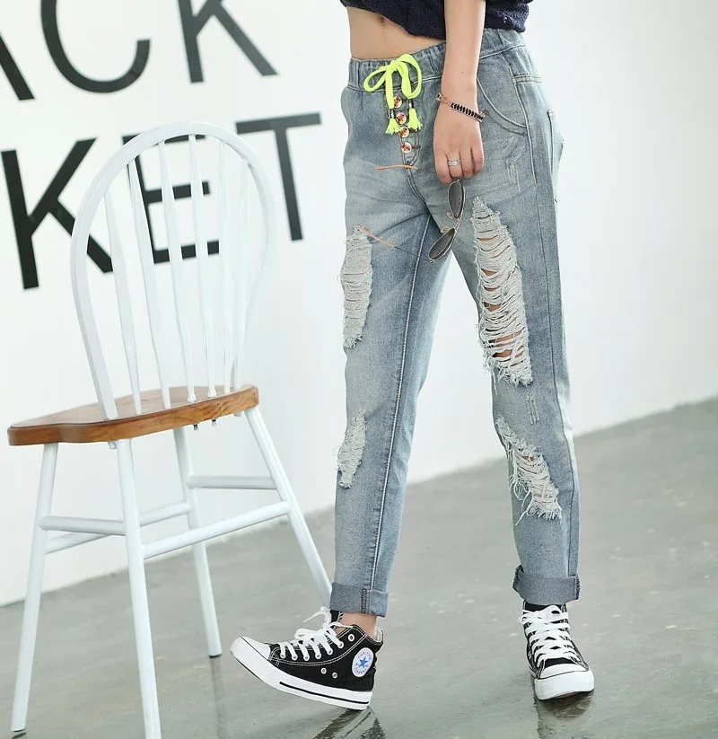 Новые модные брендовые джинсы с дырками Женские винтажные рваные джинсы-скинни трусы для женщин