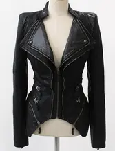 2013 New Women fashion Zipper collar snake rock streetwear Stand Shoulder Pu Leather slim Jacket Coat Autumn winter Outerwear