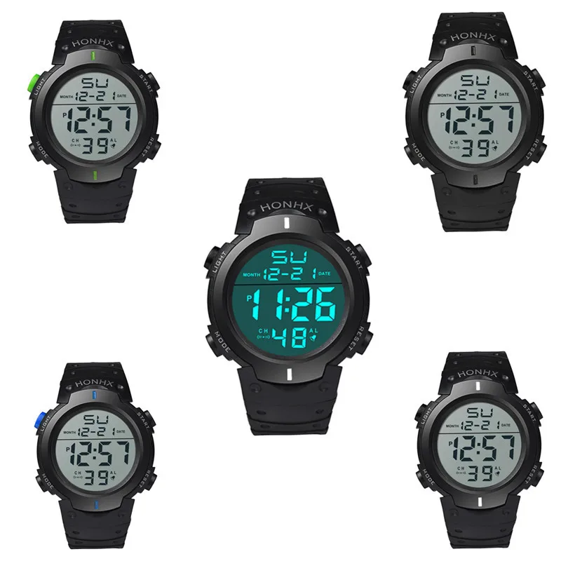 5001 модные водонепроницаемые мужские часы с ЖК-дисплеем для мальчиков, цифровые часы с секундомером и датой, Резиновые Спортивные Наручные Часы montre homme, новинка,, Лидер продаж